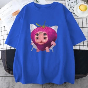 Melanie Martinez çilek sevimli grafik T shirt yeni erkek kadıns Kawaii gevşek giysiler kısa