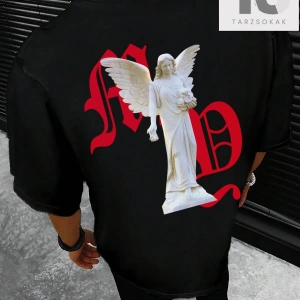 Melek Baskılı Kısa Kollu Erkek Tişört