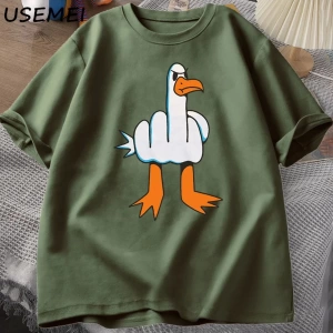 Mens komik tişört kaba martı grafik Tee rahat pamuk kısa kollu O boyun T Shirt Streetwear mod