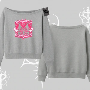 Meow Yazılı Kedi Portre Baskılı Kayık Yaka Sweatshirt