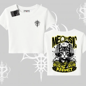 Meowsic Purrfect Kedi Arka Baskılı Babby Tee Tshirt