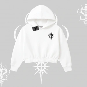 Meowsic Purrfect Kedi Arka Baskılı Kapşonlu Crop Sweatshirt