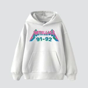 Metallica Skull Baskılı Oversize Unisex Premium Beyaz