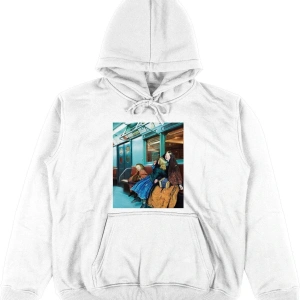 Metro Beyaz Oversize Unisex Kapüşonlu Sweatshirt Hoodie