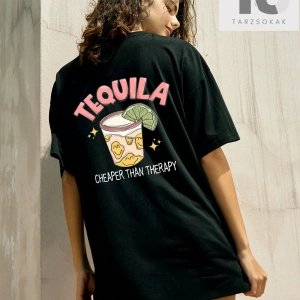 Meyve Suyu Ve Harf Grafikli Düşük Omuz Oversize Tişört