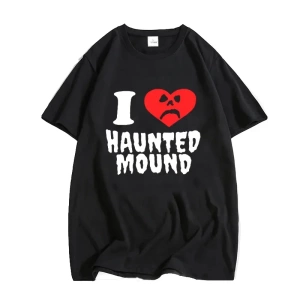 Mezarlık Perili Höyük Seviyorum T-Shirt Popüler Trend Kalp Şekli Baskı T Shirt Erkekler için  2931