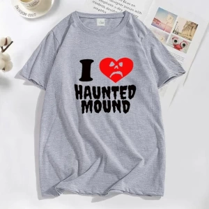 Mezarlık Perili Höyük Seviyorum T-Shirt Popüler Trend Kalp Şekli Baskı T Shirt Erkekler için  2931