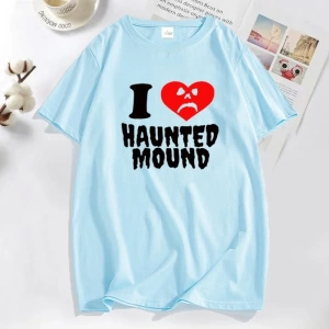 Mezarlık Perili Höyük Seviyorum T-Shirt Popüler Trend Kalp Şekli Baskı T Shirt Erkekler için  2931
