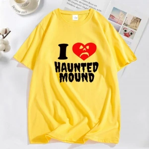 Mezarlık Perili Höyük Seviyorum T-Shirt Popüler Trend Kalp Şekli Baskı T Shirt Erkekler için  2931
