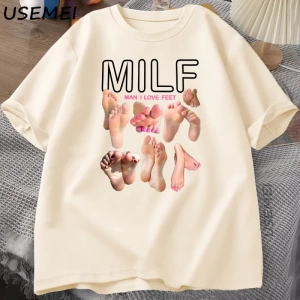 MILF Adam Ayakları Seviyorum Komik Grafik T-Shirt Erkekler Pamuk Kısa Kollu O-Boyun T 2826