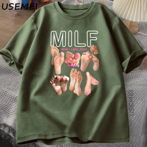 MILF Adam Ayakları Seviyorum Komik Grafik T-Shirt Erkekler Pamuk Kısa Kollu O-Boyun T 2826