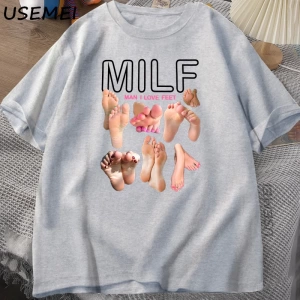MILF Adam Ayakları Seviyorum Komik Grafik T-Shirt Erkekler Pamuk Kısa Kollu O-Boyun T 2826