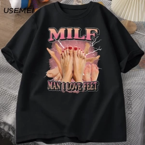 MILF Adam Ayakları Seviyorum T-shirt Erkekler Yetişkin Mizah Komik Gag Tshirt Yuvarlak Boyun  2841