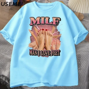 MILF Adam Ayakları Seviyorum T-shirt Erkekler Yetişkin Mizah Komik Gag Tshirt Yuvarlak Boyun  2841