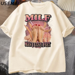 MILF Adam Ayakları Seviyorum T-shirt Erkekler Yetişkin Mizah Komik Gag Tshirt Yuvarlak Boyun  2841