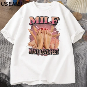 MILF Adam Ayakları Seviyorum T-shirt Erkekler Yetişkin Mizah Komik Gag Tshirt Yuvarlak Boyun  2841
