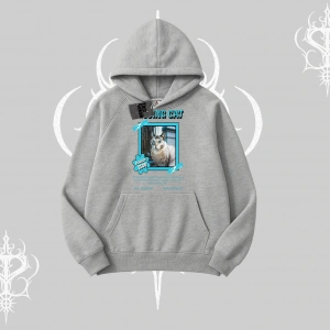 Missing Cat Baskılı Kapşonlu Sweatshirt