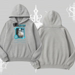 Missing Cat Baskılı Kapşonlu Sweatshirt