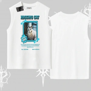 Missing Cat Baskılı Kolsuz Tshirt