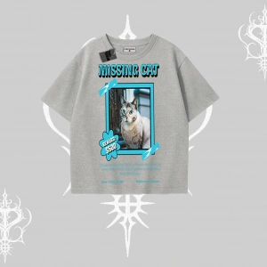 Missing Cat Baskılı Oversize Tshirt
