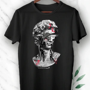 Mitoloji David Heykel Baskılı Beyaz Unısex Tişört