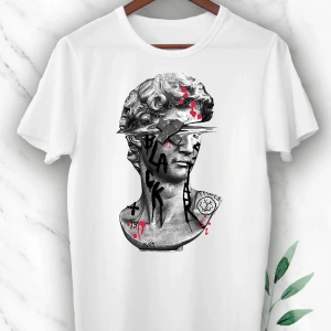 Mitoloji David Heykel Baskılı Beyaz Unısex Tişört