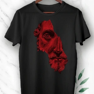 Mitoloji Filozof Marcus Aurelius Heykel Baskılı Siyah Unısex Tişört
