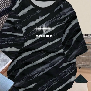 Moda Dalga Desenli Erkek Kısa Kollu Tişört, Yaz