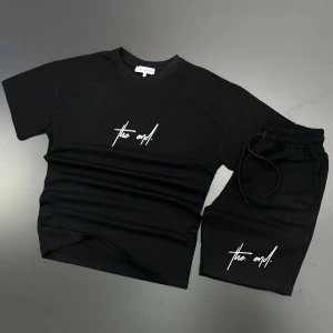 MODARİCH The End Beyaz T-shirt Siyah Penye Şort - Şort Tişört Alt Üst Takım Baskılı Oversize