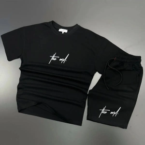 MODARİCH The End Beyaz T-shirt Siyah Penye Şort - Şort Tişört Alt Üst Takım Baskılı Oversize