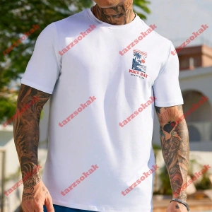 Model 3253 Erkek Yazlık Yuvarlak Yaka Kısa Kollu Günlük Tişört, Yaz