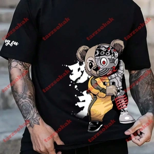 Model 3351 Erkek Yazlık Yuvarlak Yaka Kısa Kollu Günlük Tişört, Yaz