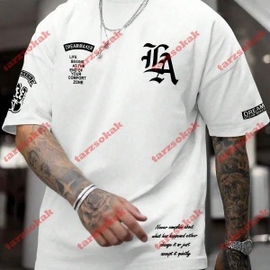 Model 3377 Erkek Yazlık Yuvarlak Yaka Kısa Kollu Günlük Tişört, Yaz