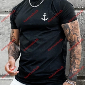 Model 3600 Erkek Yazlık Yuvarlak Yaka Kısa Kollu Günlük Tişört, Yaz