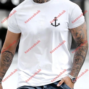 Model 3600 Erkek Yazlık Yuvarlak Yaka Kısa Kollu Günlük Tişört, Yaz