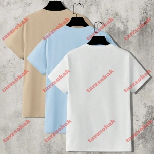 Model 3673 Erkek Yazlık Yuvarlak Yaka Kısa Kollu Günlük Tişört, Yaz