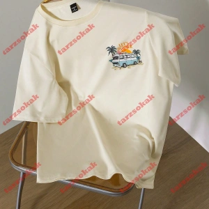 Model 3876 Erkek Yazlık Yuvarlak Yaka Kısa Kollu Günlük Tişört, Yaz