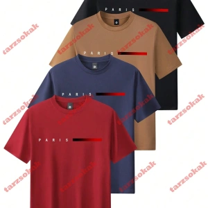 Model 3878 Erkek Yazlık Yuvarlak Yaka Kısa Kollu Günlük Tişört, Yaz