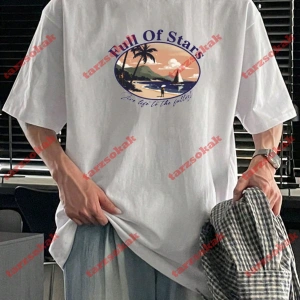 Model 3982 Erkek Yazlık Yuvarlak Yaka Kısa Kollu Günlük Tişört, Yaz