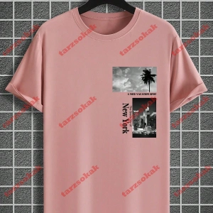 Model 4018 Erkek Yazlık Yuvarlak Yaka Kısa Kollu Günlük Tişört, Yaz