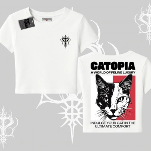 Modern Kedi Temalı Arka Baskılı Babby Tee Tshirt