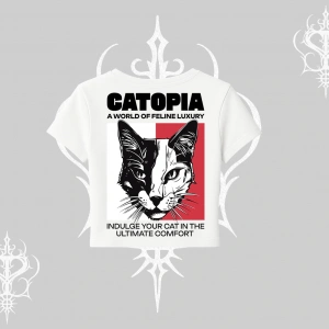 Modern Kedi Temalı Arka Baskılı Babby Tee Tshirt