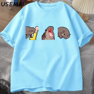 Moo Deng T Shirt komik bebek Hippo Moo Deng Gang T-shirt sevimli bebek Pygmy Hippo Moo Deng T 2882