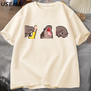 Moo Deng T Shirt komik bebek Hippo Moo Deng Gang T-shirt sevimli bebek Pygmy Hippo Moo Deng T 2882