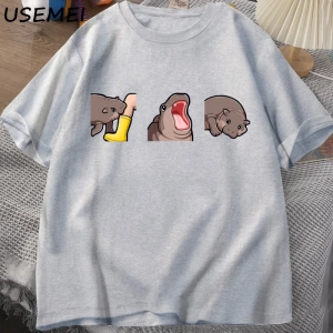 Moo Deng T Shirt komik bebek Hippo Moo Deng Gang T-shirt sevimli bebek Pygmy Hippo Moo Deng T 2882