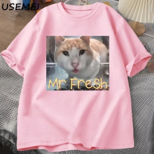 Mr Fresh Meme T Shirt Turuncu Kedi Yeme T-shirt Yan Göz Komik Meme Kedi Kameraya Bakan Gıda T 3042