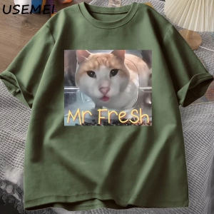 Mr Fresh Meme T Shirt Turuncu Kedi Yeme T-shirt Yan Göz Komik Meme Kedi Kameraya Bakan Gıda T 3042