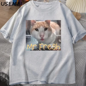 Mr Fresh Meme T Shirt Turuncu Kedi Yeme T-shirt Yan Göz Komik Meme Kedi Kameraya Bakan Gıda T 3042