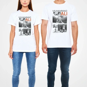 Muhammed Ali Beyaz Unisex Tişört T-shirt