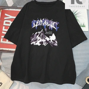 Mulvari Karikatür Grafikli Yırtmaçlı Büyük Beden Üst